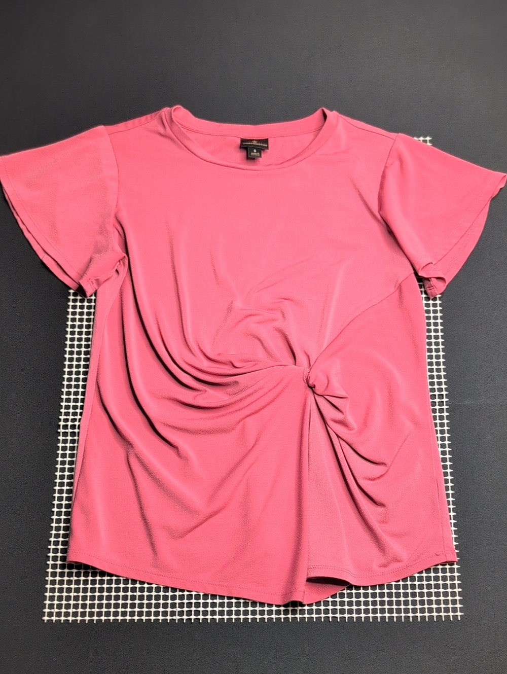 Worthington Pink Short Sleeve Knot-Front Tee